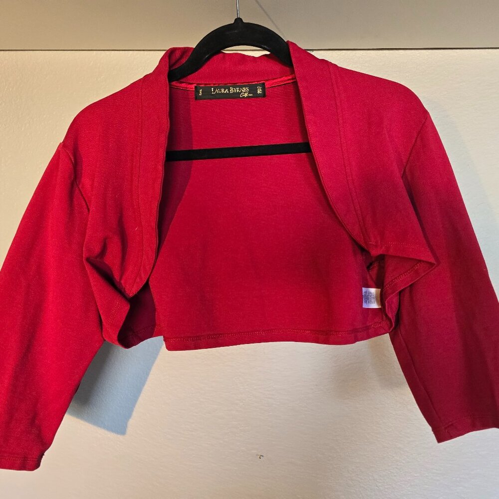 Laura Byrnes California PUG Crop Bolero XL wine red